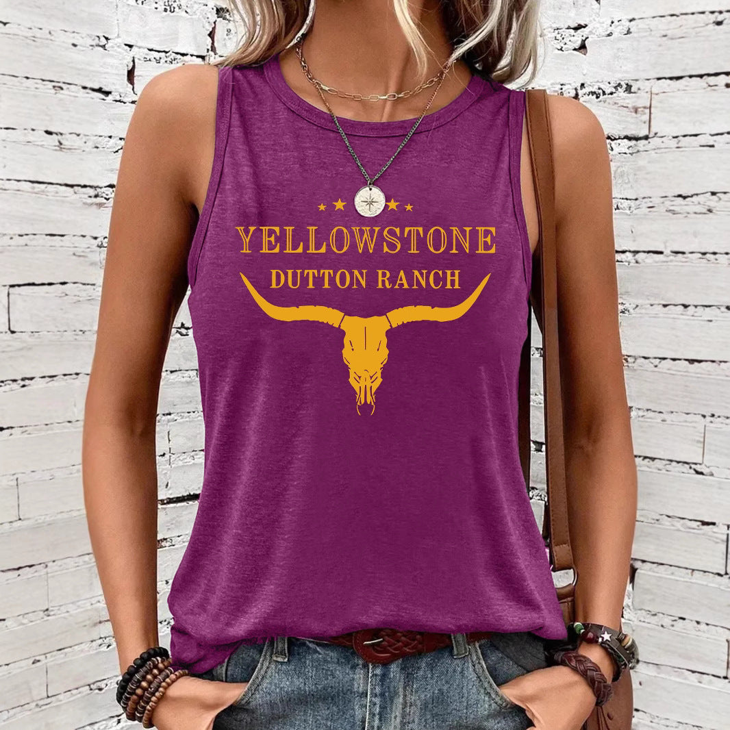 Western denim printed vest