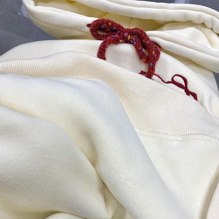 Cute Cartoon Embroidered Hoodie for Women, Fleece-Lined Thickened Lazy Style Top Jacket by eprolo