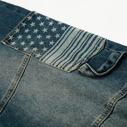 Washed denim workwear pants