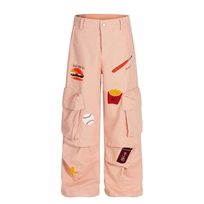 Embroidered Pleated Loose Wide Leg Pants by eprolo