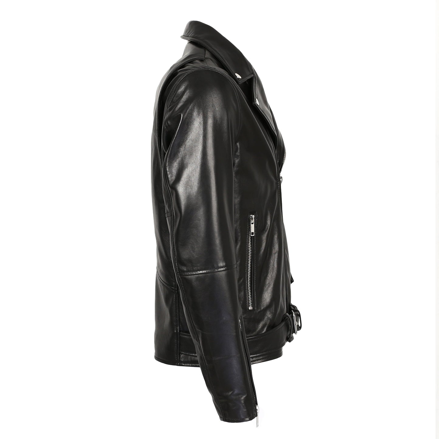Veste de moto classique pour homme en cuir de mouton premium de Nouvelle-Zélande, noire