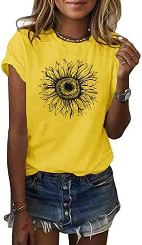 Women's T-Shirt Short Sleeve Sunflower Pattern Loose Summer Top