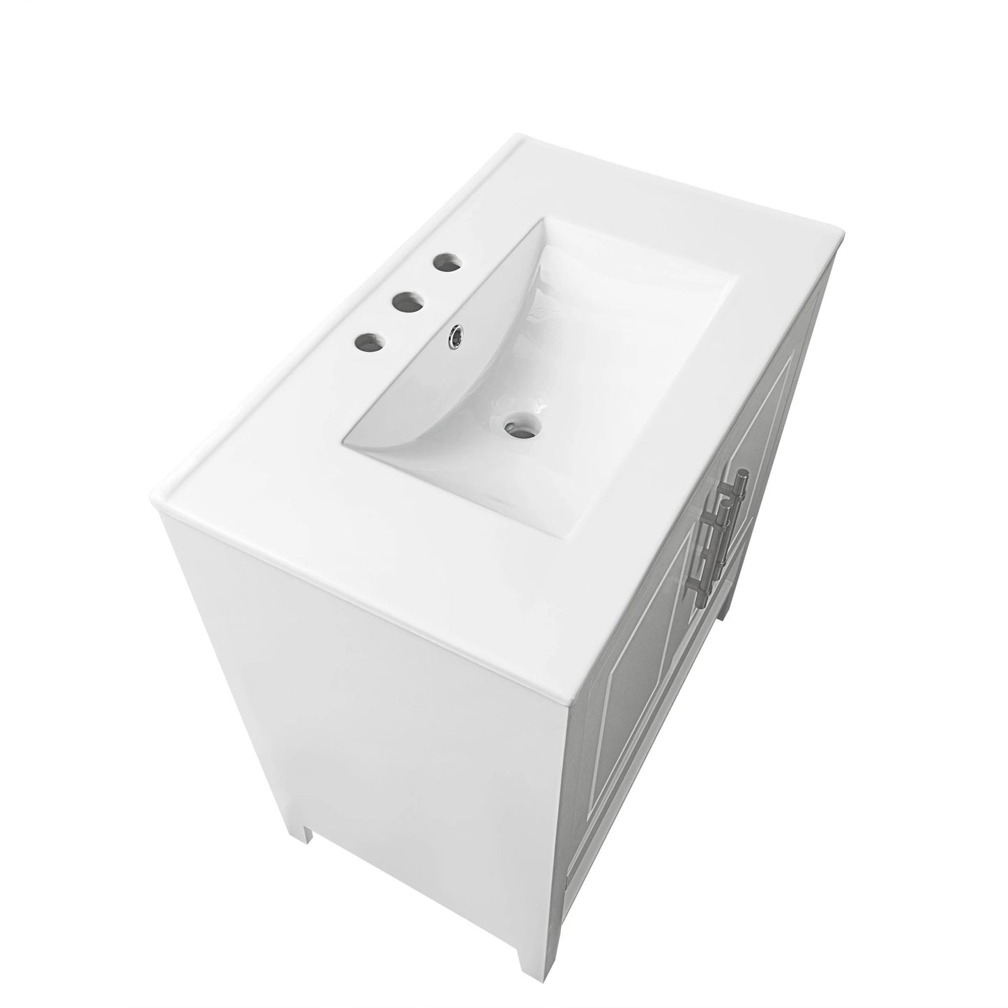 30" Bathroom Vanity with Sink Multi-functional Bathroom Cabinet with Doors and Drawers Solid Frame and MDF Board, White by eprolo