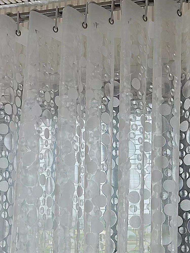 3D Water Cube Shower Curtain, Silk Pattern Waterproof Bathroom Partition Curtain, Cobblestone Curtain by eprolo