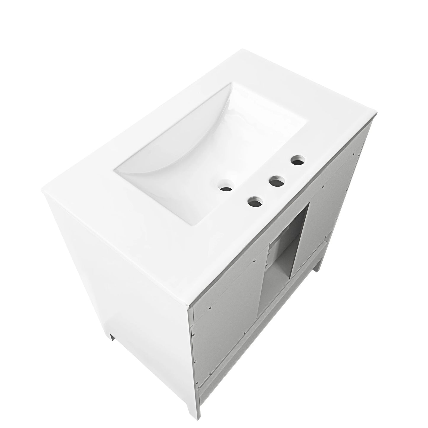 30" Bathroom Vanity with Sink Multi-functional Bathroom Cabinet with Doors and Drawers Solid Frame and MDF Board, White by eprolo