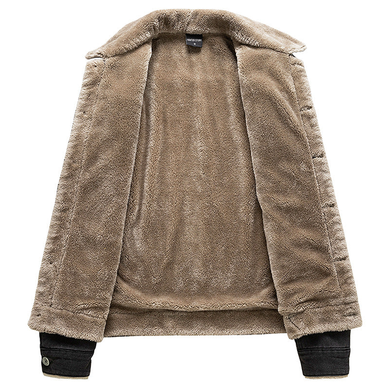 Denim jacket With Plush and Thick coat for Men's