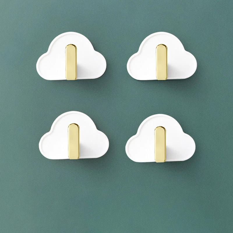 Light Luxury Paste Cloud Sticky Hook Strong Viscose Punch-Free Hook Wall Hanging Traceless Hook Key Hook 4pcs by eprolo