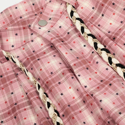 Starry Plaid Loose Silhouette Curved Knife Pants by eprolo