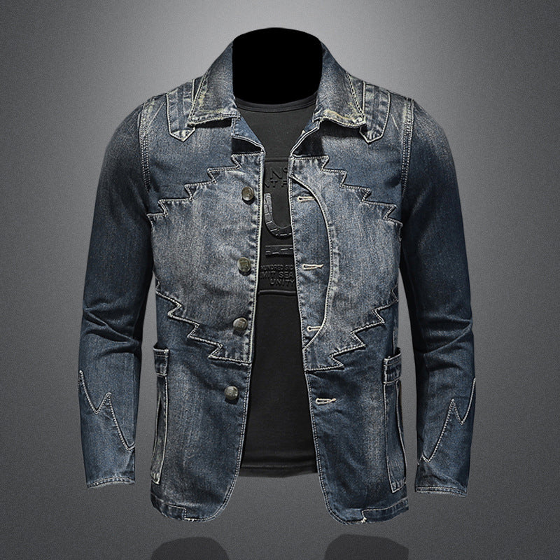 Stylish Ethnic Design Denim Blazer Jacket