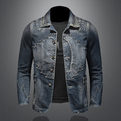 Stylish Ethnic Design Denim Blazer Jacket