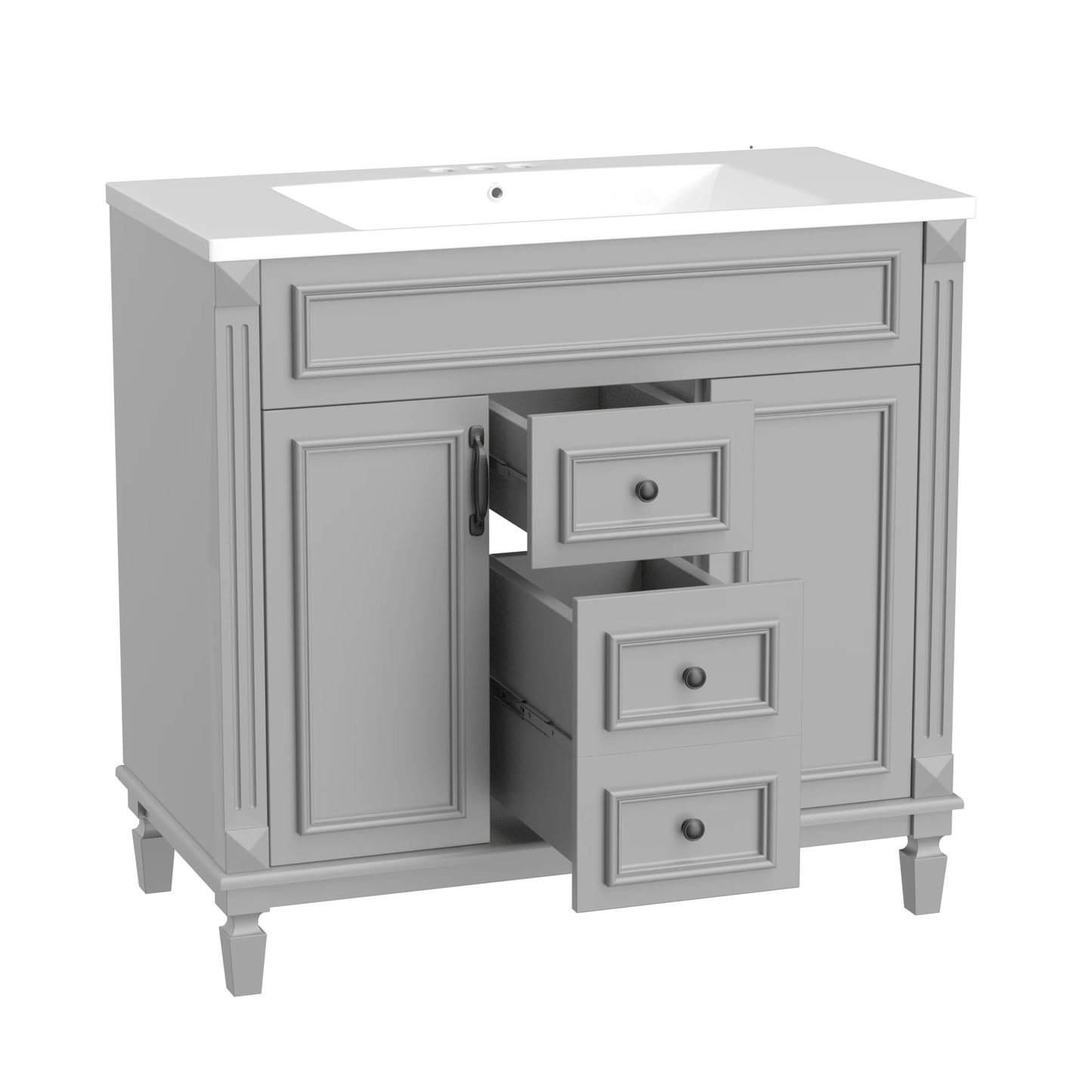 36'' Bathroom Vanity with Top Sink, Modern Bathroom Storage Cabinet with 2 Soft Closing Doors and 2 Drawers, Single Sink Bathroo by eprolo