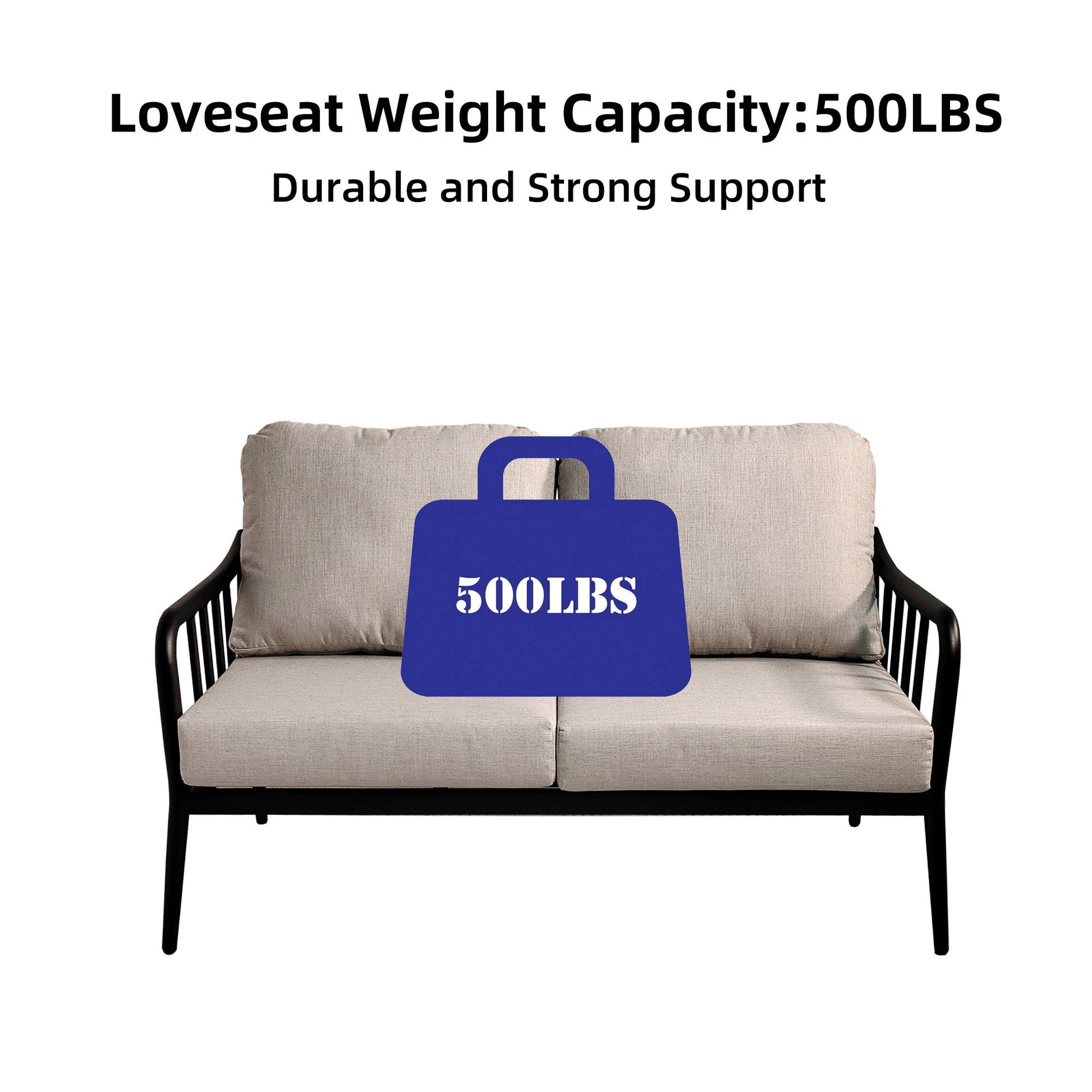 2PC Outdoor Aluminum Patio Furniture Modern Loveseat Sofa Conversation/Chat Set by eprolo