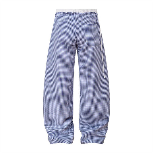 Small Grid Curved Knife Casual Pants by eprolo