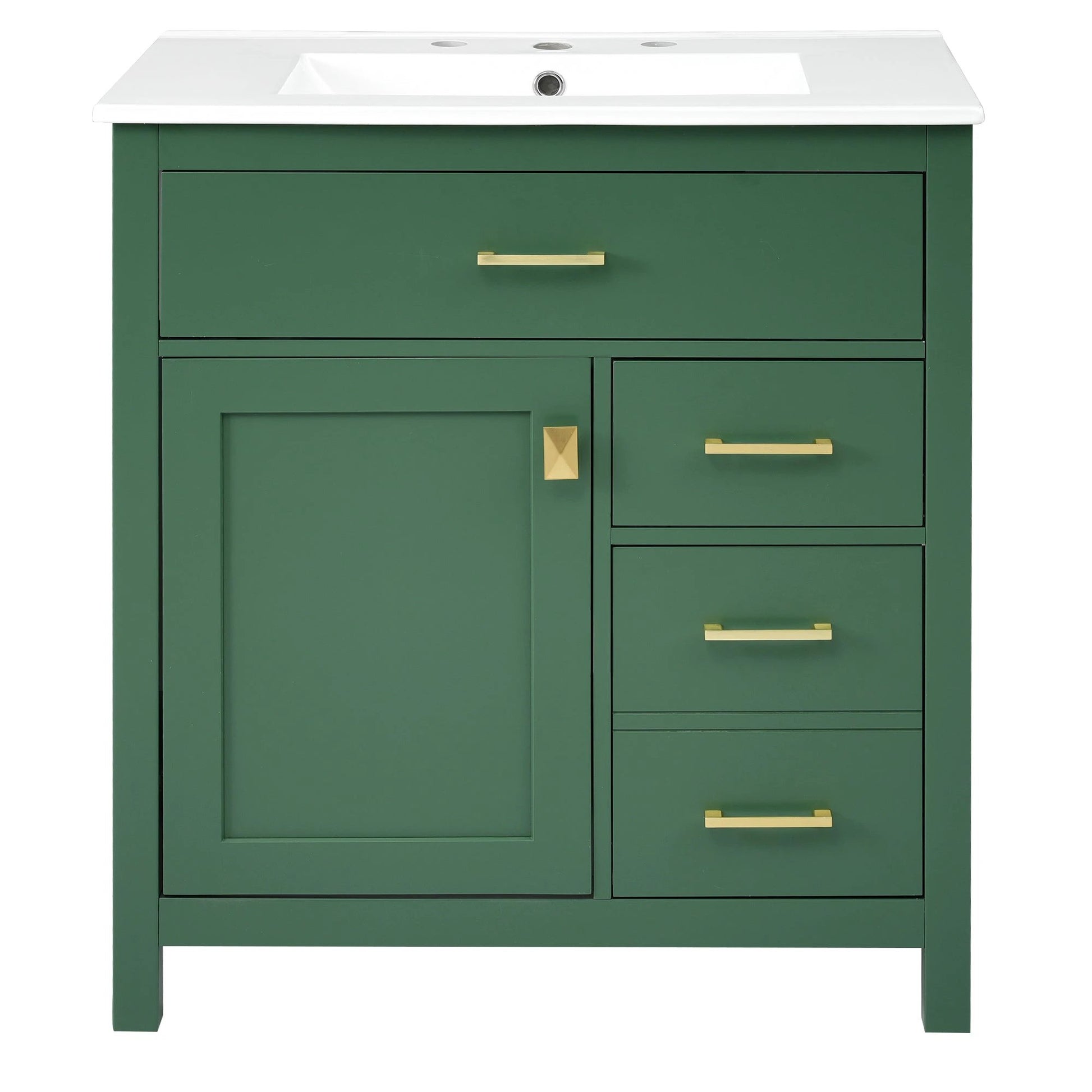 30-Inch Green Bathroom Vanity with Ceramic Sink and Ample Storage - Ideal Choice for Small Bathrooms by eprolo