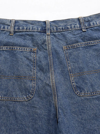 Bermudas en denim délavé pour hommes