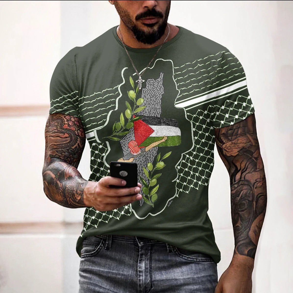 3D printed T-shirt men's summer Viking top casual short sleeved shirt by eprolo