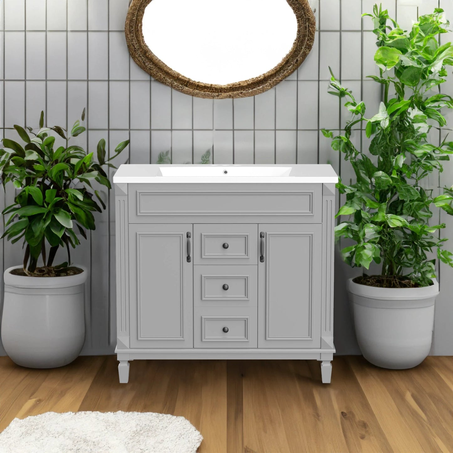 36'' Bathroom Vanity with Top Sink, Modern Bathroom Storage Cabinet with 2 Soft Closing Doors and 2 Drawers, Single Sink Bathroo by eprolo