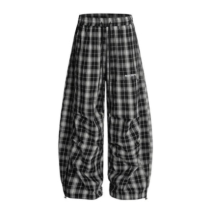 Loose Plaid Casual Curved Knife Pants by eprolo