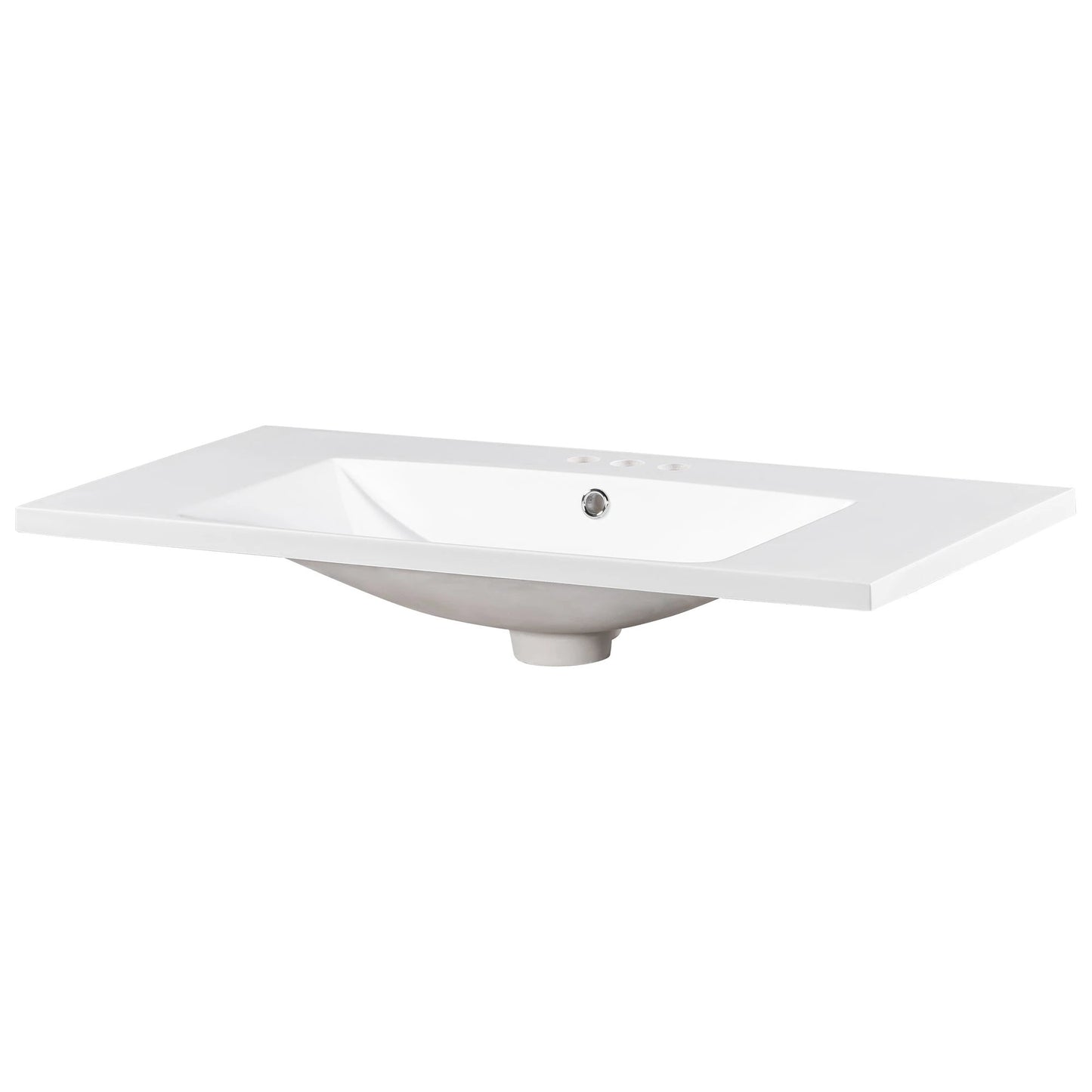 36" Single Bathroom Basin Sink, Vanity Top Only, 3-Faucet Holes, Resin by eprolo