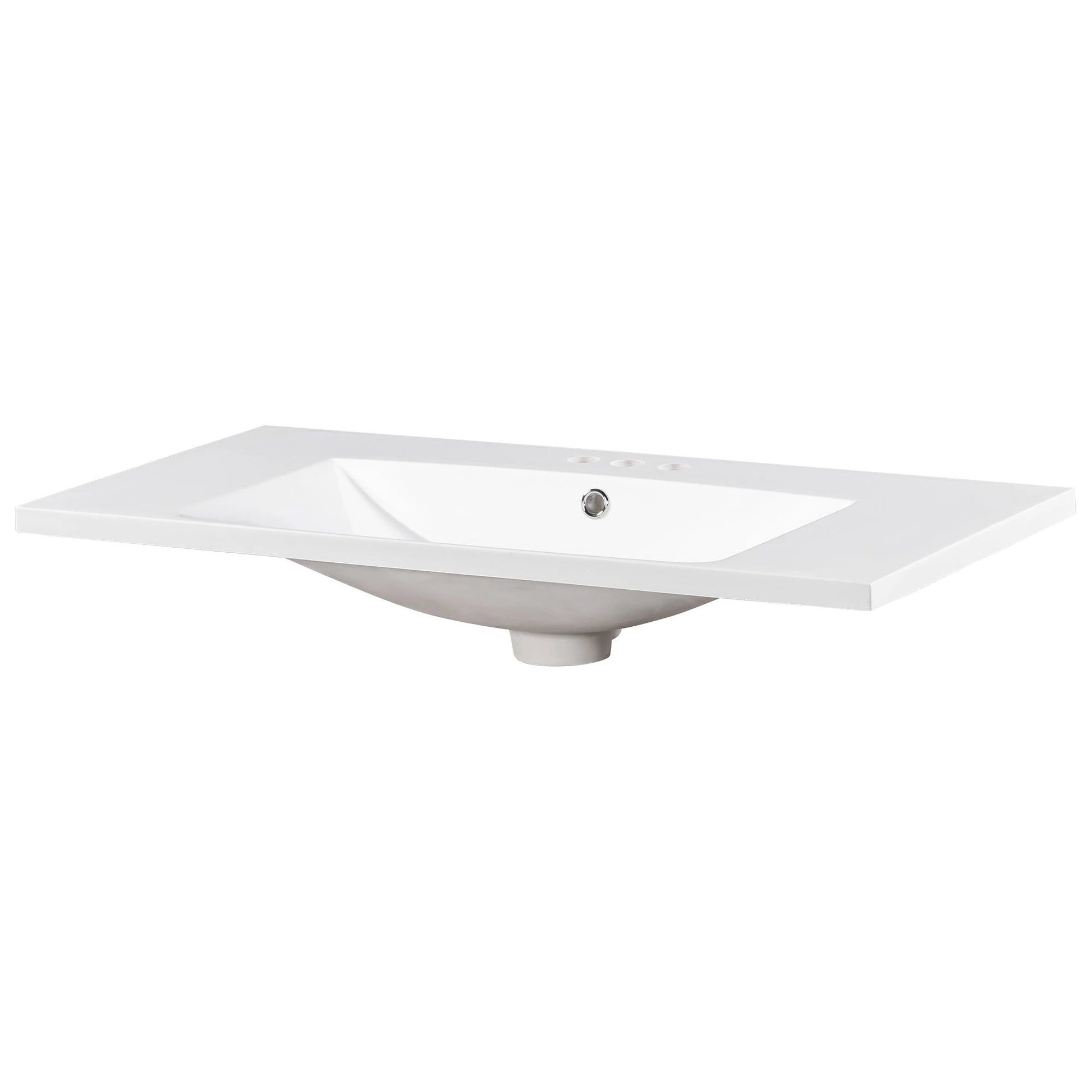 36" Single Bathroom Basin Sink, Vanity Top Only, 3-Faucet Holes, Resin by eprolo