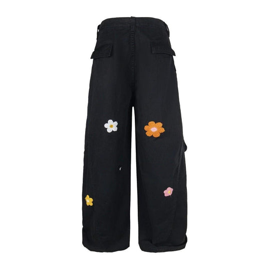 Flower Embroidered Design Work Pants by eprolo