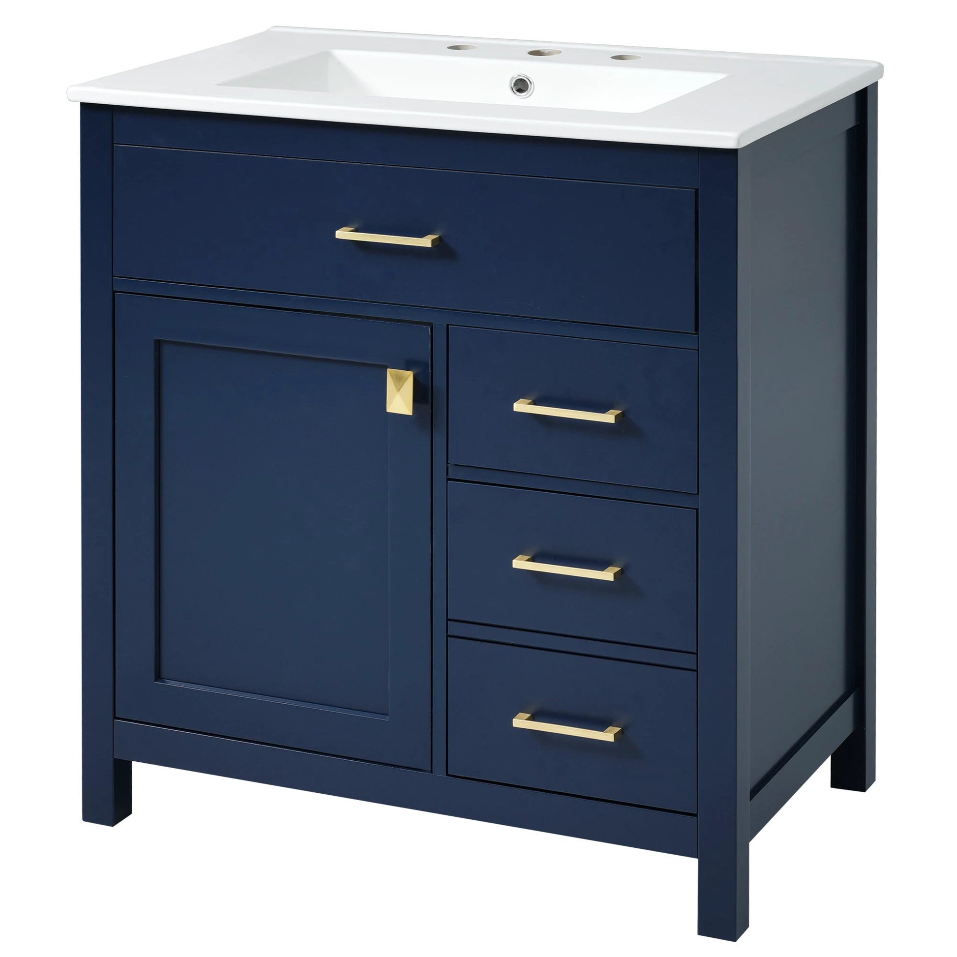 30-Inch Blue Bathroom Vanity with Ceramic Sink and Ample Storage - Ideal Choice for Small Bathrooms by eprolo
