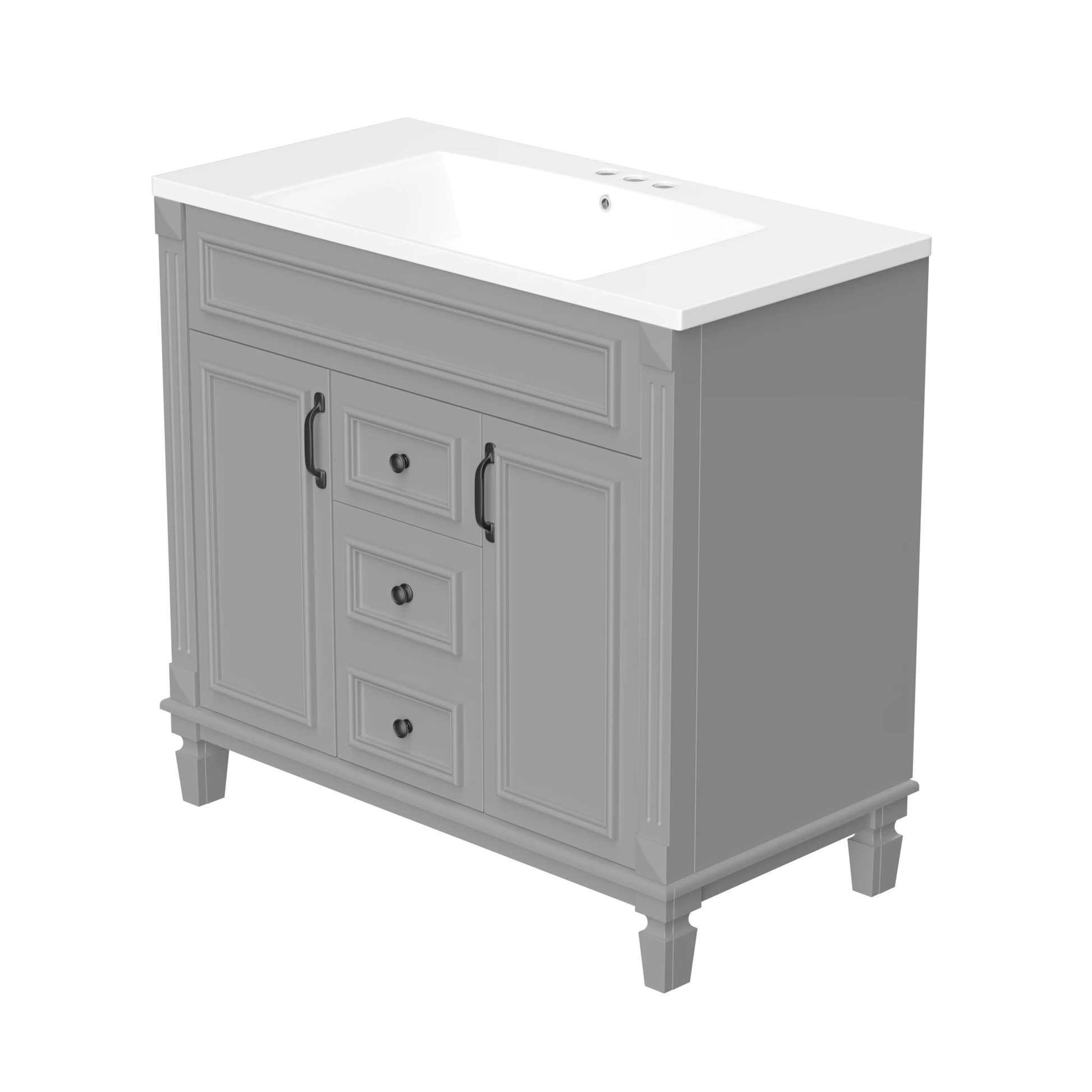 36'' Bathroom Vanity with Top Sink, Modern Bathroom Storage Cabinet with 2 Soft Closing Doors and 2 Drawers, Single Sink Bathroo by eprolo