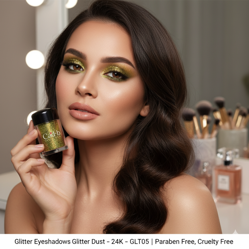 Glitter Eyeshadow Dust – 24K Gold (GLT05) Ultra-Fine Loose Glitter for Eyes, Body & Nails Vegan, Paraben-Free, Cruelty-Free