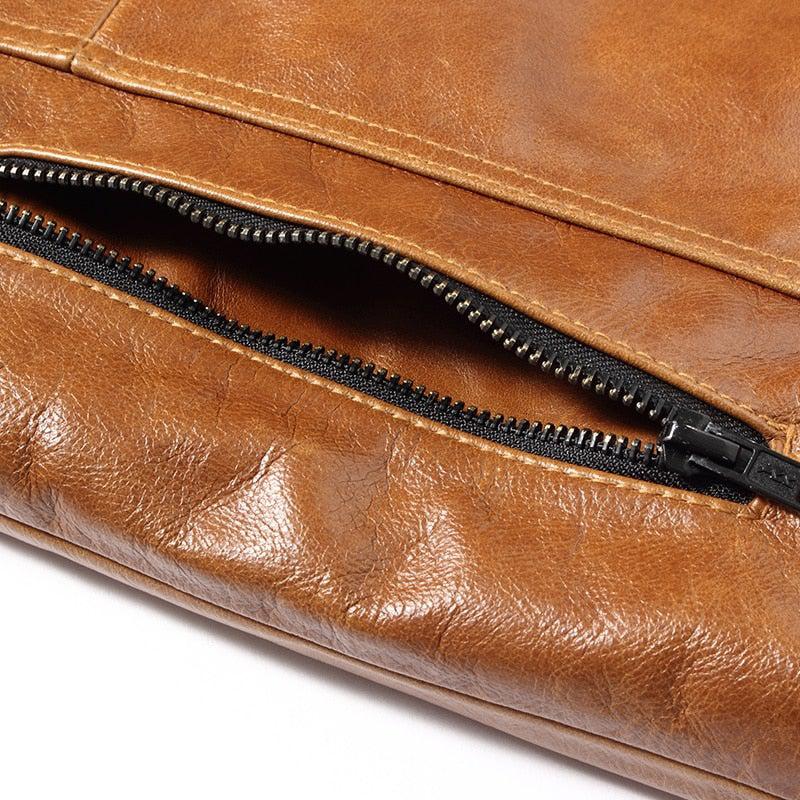 Veste streetwear en cuir véritable pour homme Hodor Tan