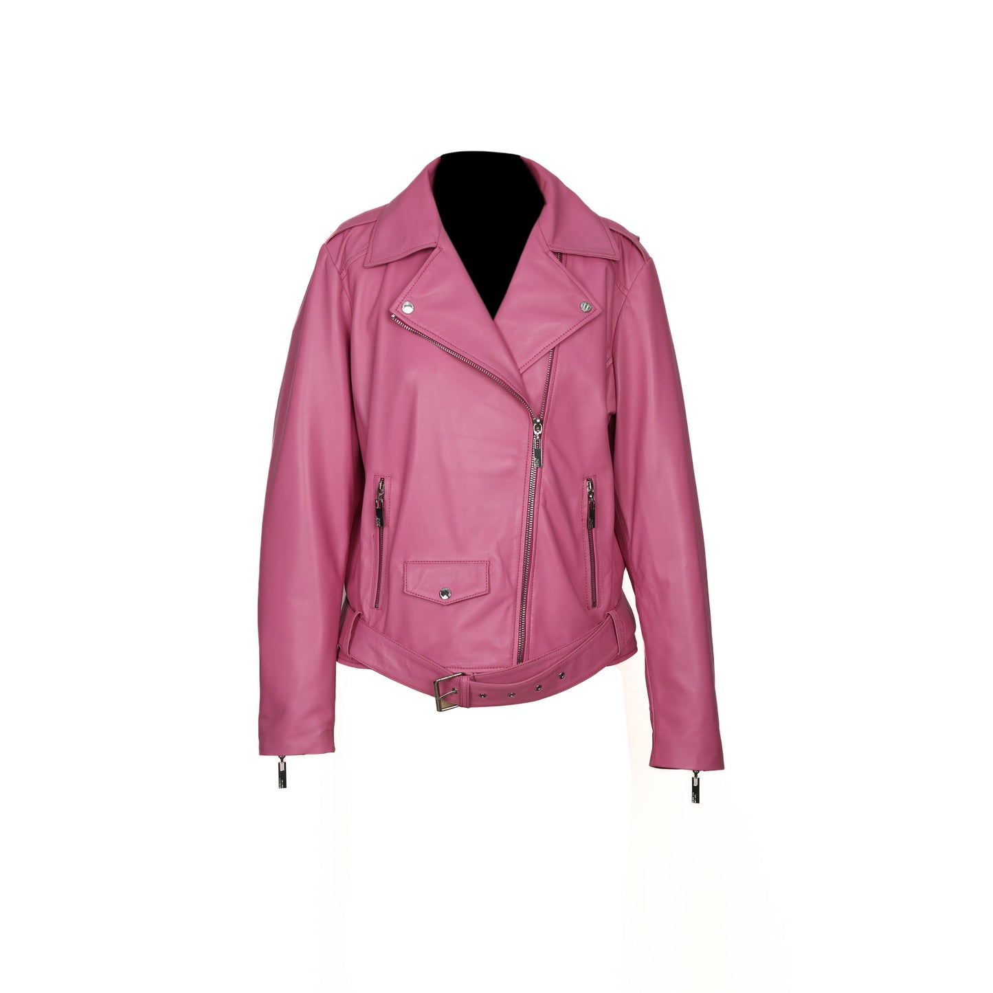 Chaqueta de cuero estilo biker rosa para mujer de Becca