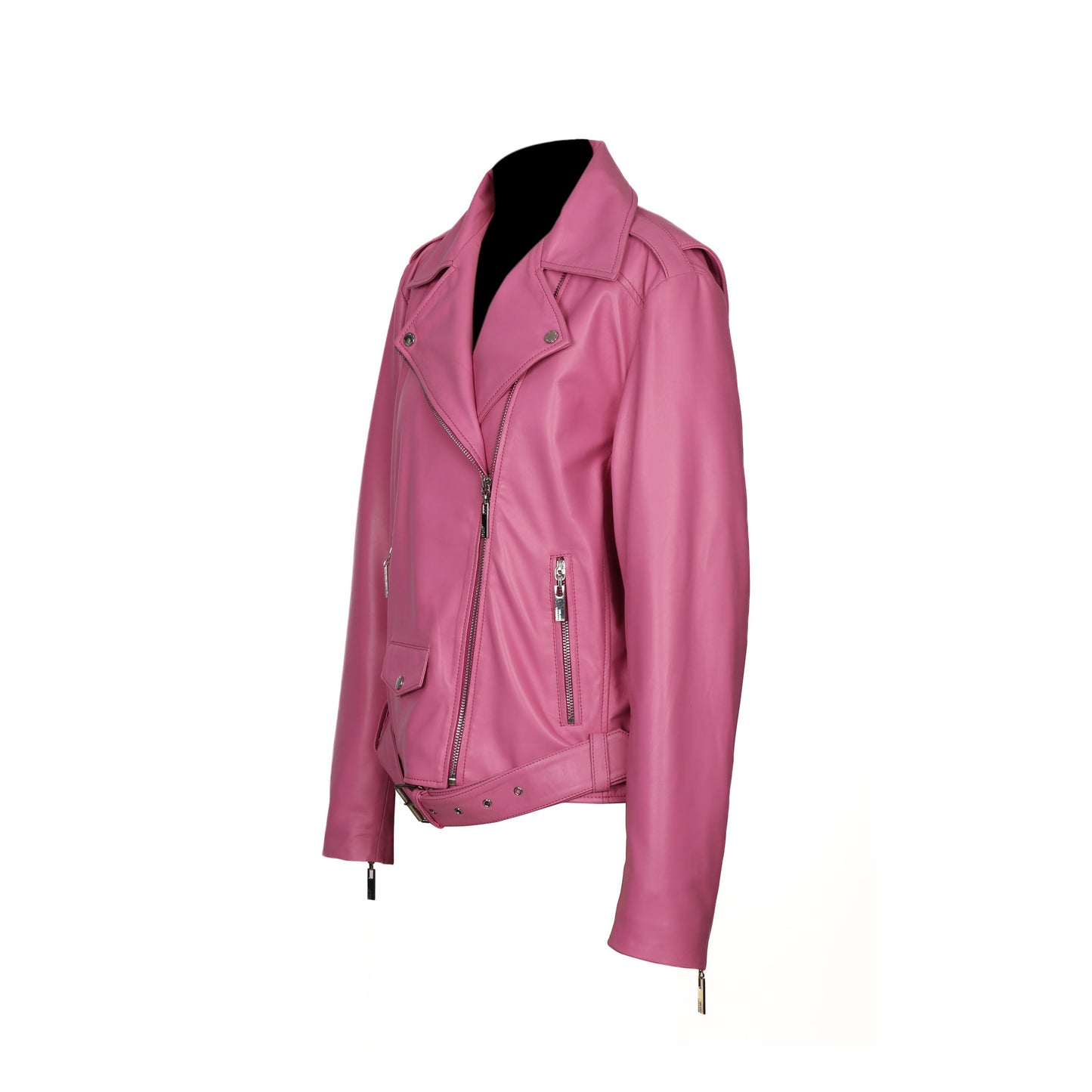 Chaqueta de cuero estilo biker rosa para mujer de Becca