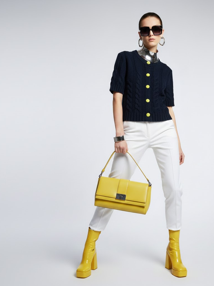 Navy Short-Sleeve Knit Cardigan SOHO: New Colección COUTURE in NOLITA - BYMANYC ® New York-1