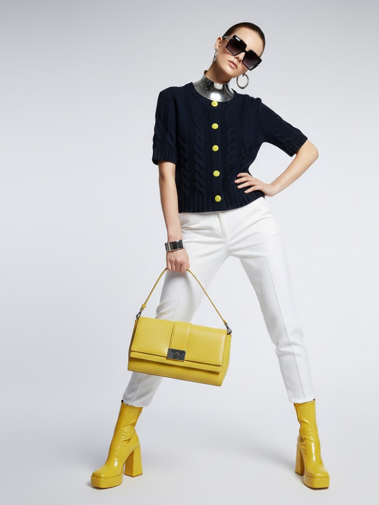 Navy Short-Sleeve Knit Cardigan SOHO: New Colección COUTURE in NOLITA - BYMANYC ® New York-0