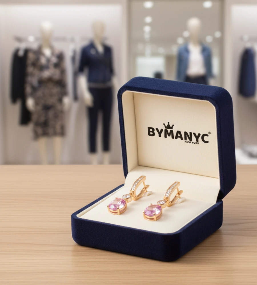 Pink Gem Hoop Earrings Pink Sunset SOHO BYMANYC ® New York by BYMANYC ® New York