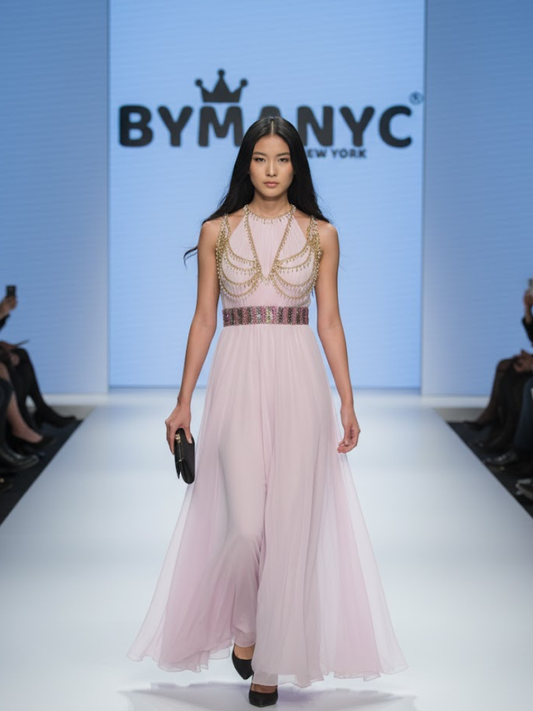 Pink Long Gala Dress MIDTOWN: Prêt-à-Porter Line BYMANYC ® New York by BYMANYC ® New York