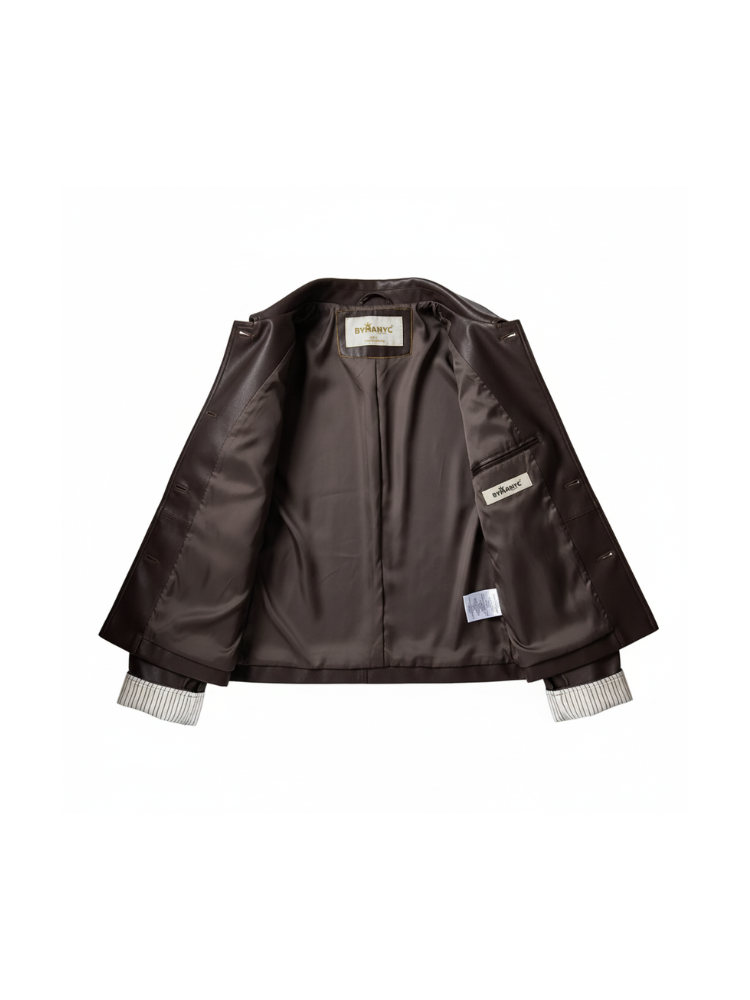 Retro PU Leather Jacket For Women, Brooklyn Heights, BYMANYC New York.-2