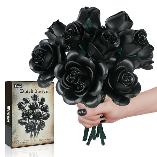 Black Rose Building Block Set Gothic Bouquet (12 PCS)-0