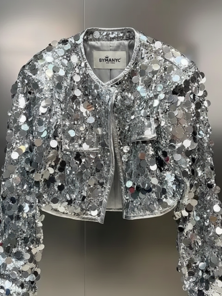 Silver Sequin Jacket For Women, Times Square, BYMANYC New York.-1
