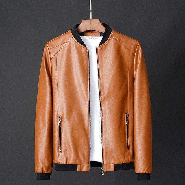 Chaquetas de piel de oveja auténtica de primera calidad con cuello redondo para hombre