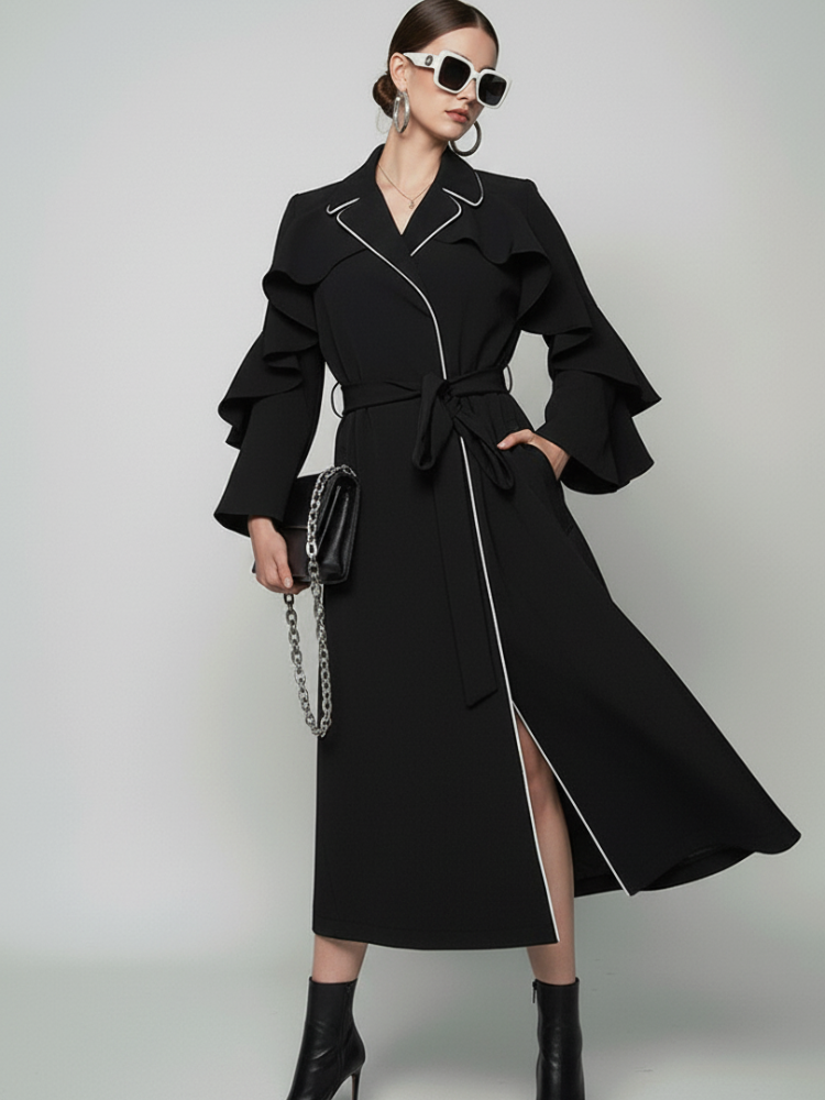 TRIBECA Ruffle Long Coat BYMANYC ® New York-1