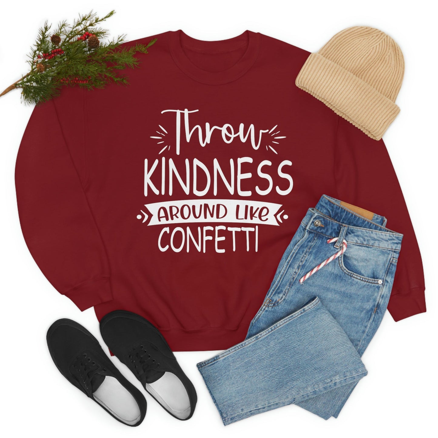 Digitally Printed Kindness Confetti USA Made Cotton Sweatshirt-1