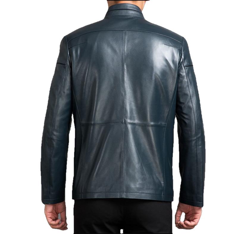 Parka en cuir de mouton véritable pour homme, idéale pour une tenue décontractée ou habillée, disponible en noir et bleu, tailles L à 4XL.