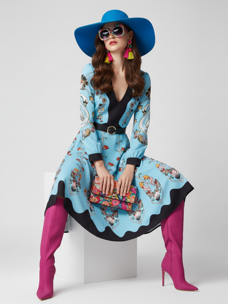 Waist-Cinched Floral Dress, The Met | Women - BYMANYC ® New York-0