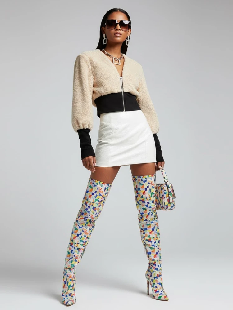 Women's Cropped Teddy Bomber Jacket SOHO New Collection Couture in Manhattan BYMANYC ® New York by BYMANYC ® New York