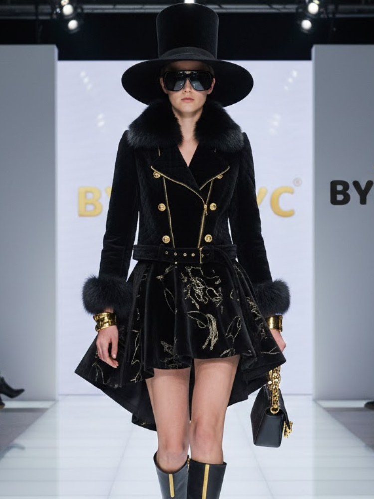 NYFW Vegan Jacket Black Quilted Velvet Biker BYMANYC New York