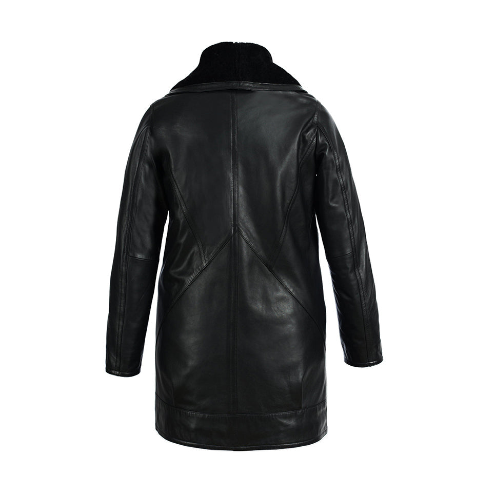 Abrigo de piel sintética negro largo para mujer, tallas grandes disponibles