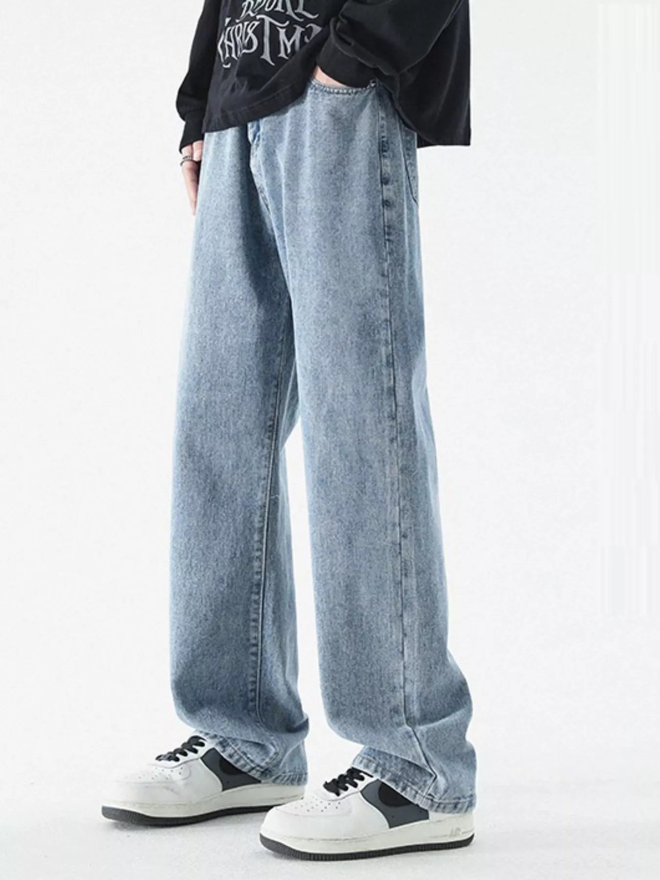 Men's Full Size Loose Fit Wash Jeans Plus Size by Trendsi