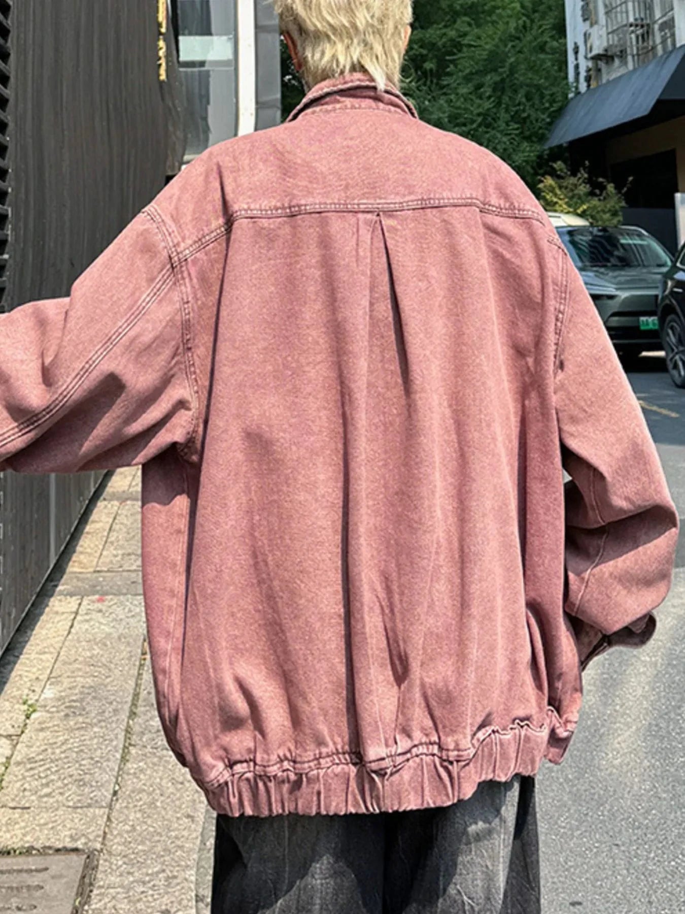 Men's Plus Size Button Up Long Sleeve Denim Jacket by Trendsi