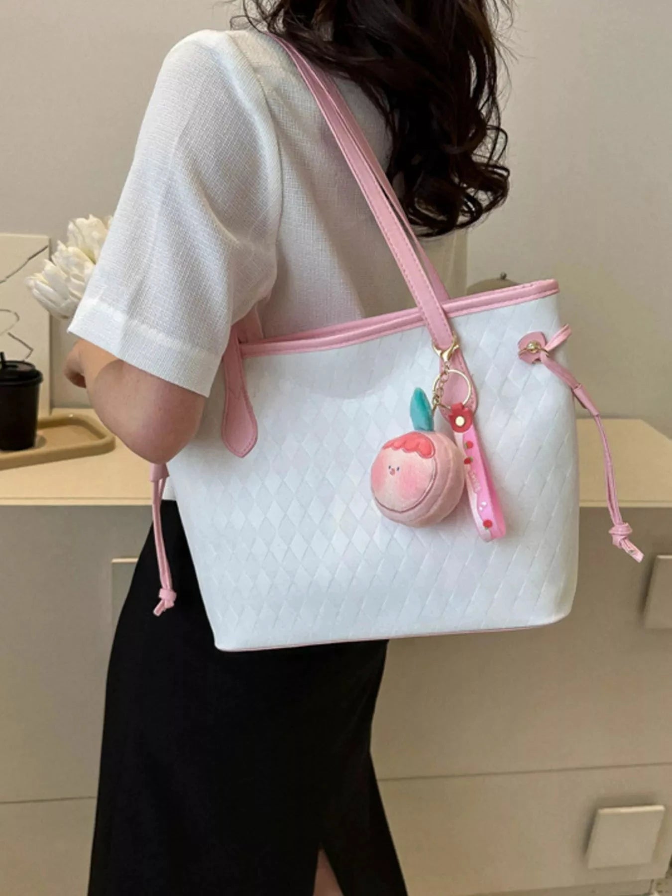 Woven Pattern Tote Bag by Trendsi