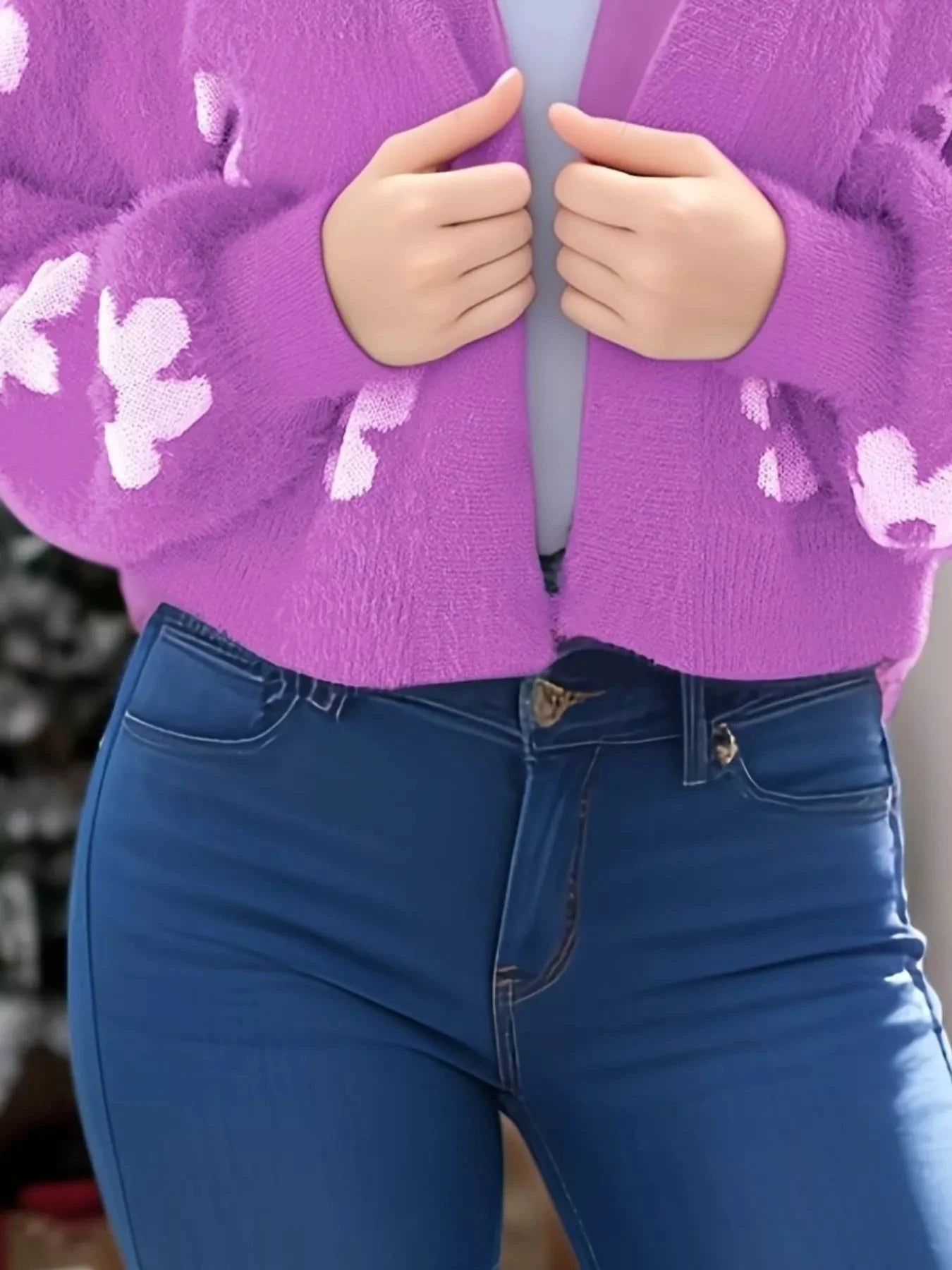 Floral Open Front Cardigan by Trendsi